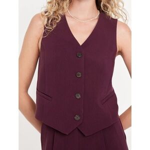 Old Navy Relaxed Button Front Tailored Vest Burgundy XL NWT